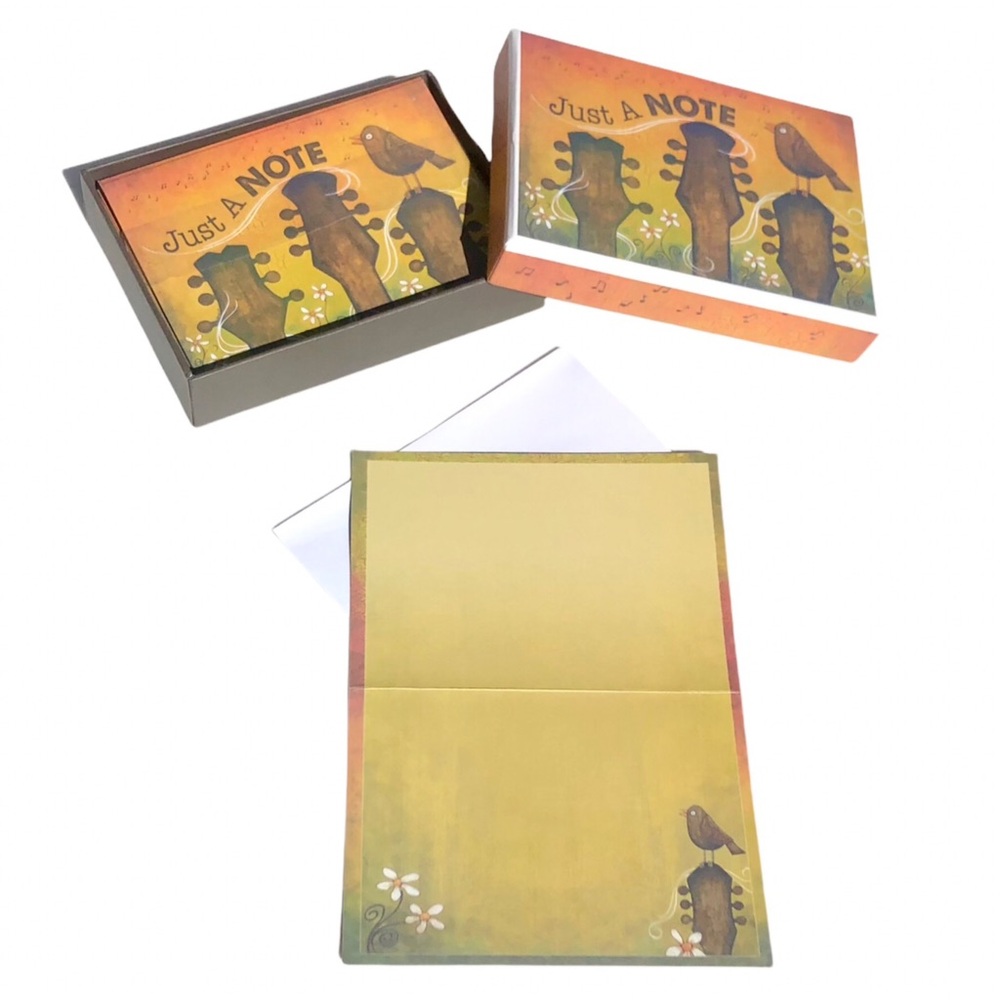 Crown Point Graphics Guitar Note Cards Keepsake Box (FNC90165), 15 ct